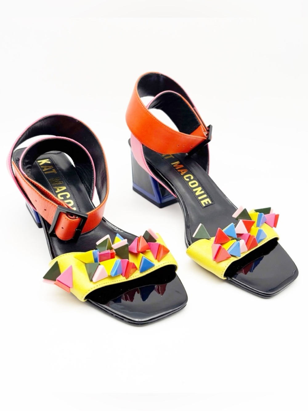 Colorblock Studded Block Heel Sandal - Multi - Picture 4 of 15